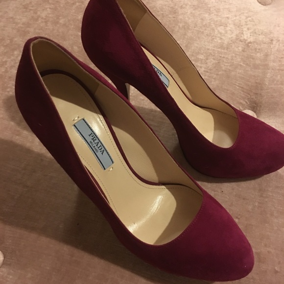 Prada Magenta Suede Platform Pumps - Picture 8 of 8